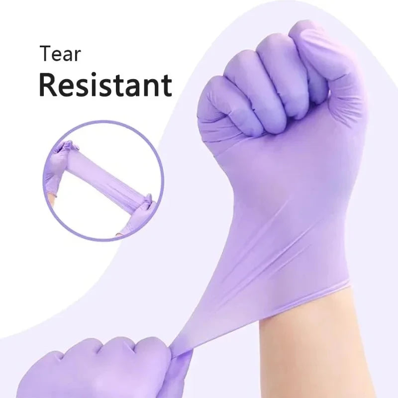 Disposable Gloves Purple Nitrile Medical Exam Gloves 100pcs Powder Free Latex Free Rubber Gloves for Cleaning Food Tattoo Salon