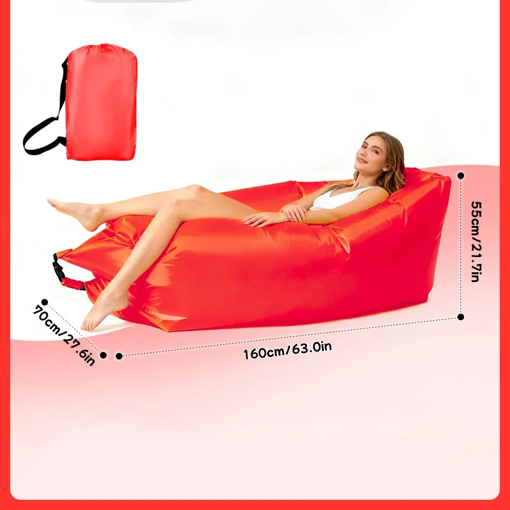 Portable Multicolor Inflatable Lazy Sofa, Fold‑Up Air Sofa Bed for Outdoor Beach Camping Single Size Relax Lounger