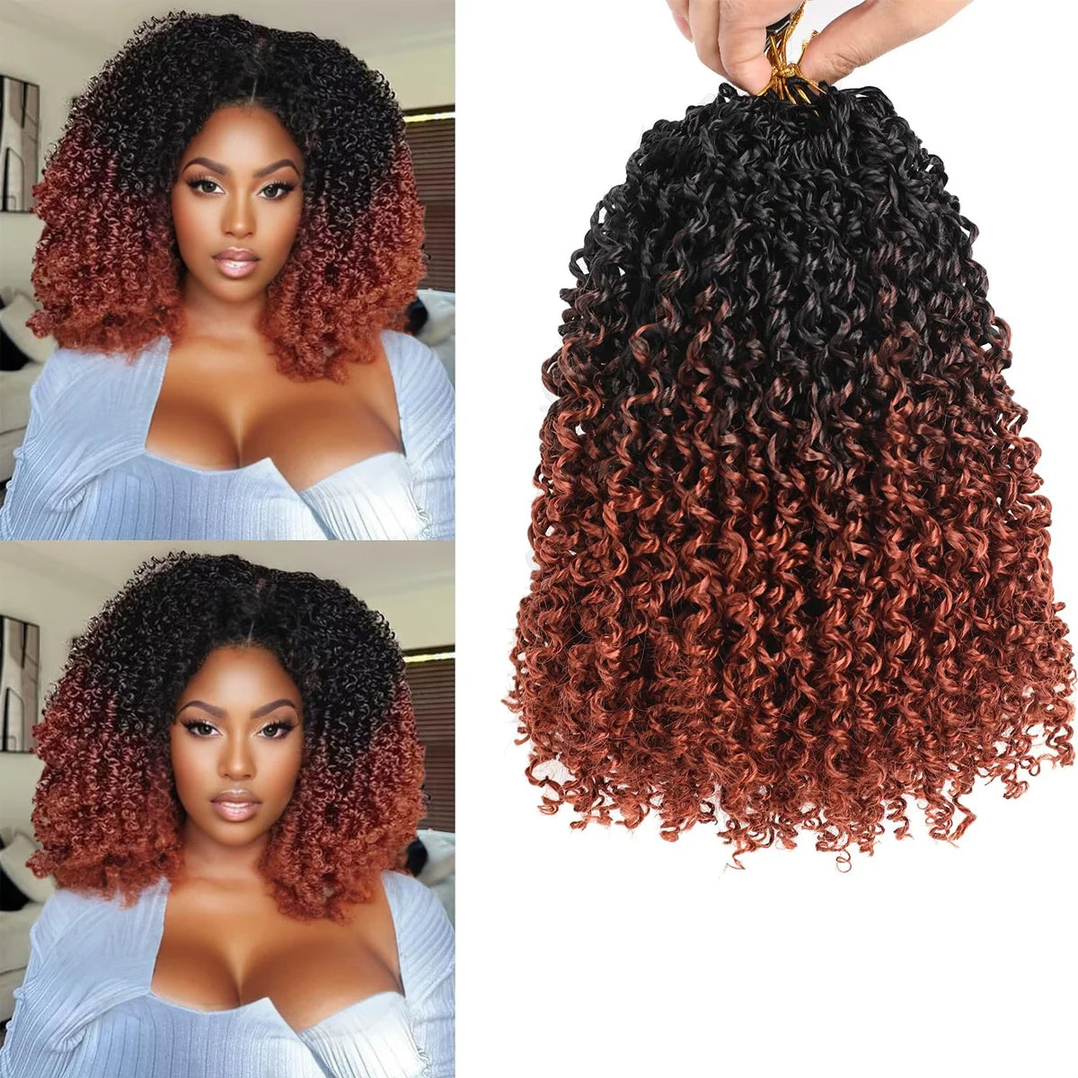 Yanky Twist Crochet Hair Extensions，8" 10" 12" 14" Lengths，8 Pieces/Pack，Synthetic Braiding Hair Perfect for Halloween Christmas