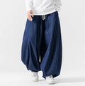 2025 New Men's Pants Large Japanese Retro Loose Haren Straight Leg Pants Hong Kong Style Wide Leg Cowboy Lantern Pants