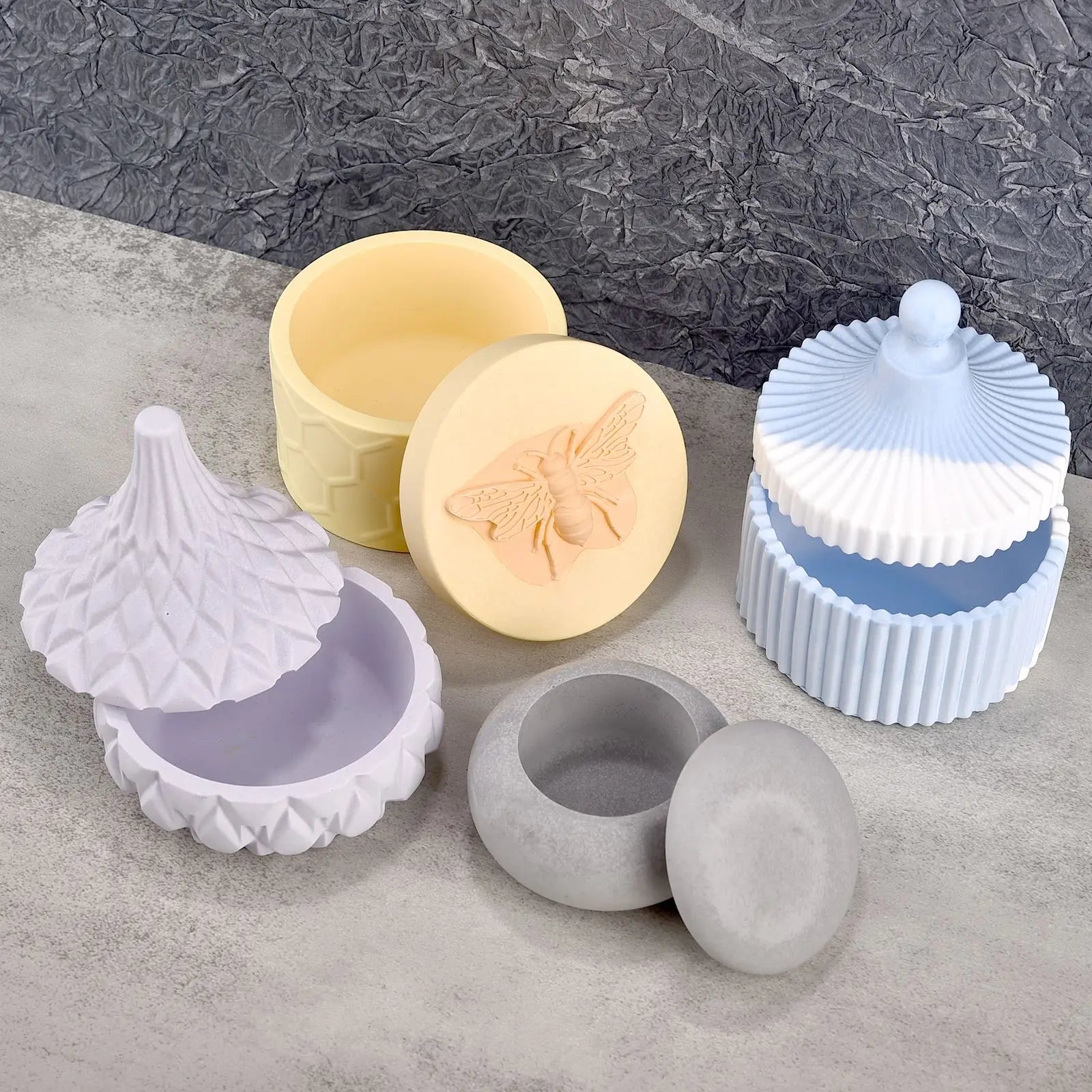 Silicone Mold For Cement With Lid Handmade Container Jars Box Resin Epoxy Mold Storage Box For DIY Jewelry Making Crafts