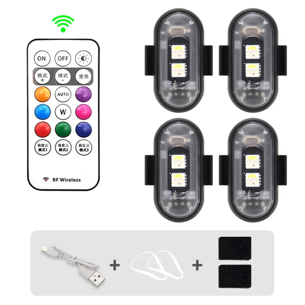 Wireless Car Atmosphere Light LED Strobe Lights Warning Lights RGB Led Aircraft Strobe Lights Car Motorcycle LED Lamp