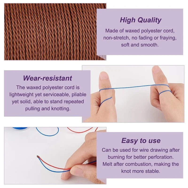 40 m 0.65 mm Waxed Cord for Jewellery Making Bracelet Thread  Beading Thread Bracelets Necklaces Beads Craft Jewelry Making