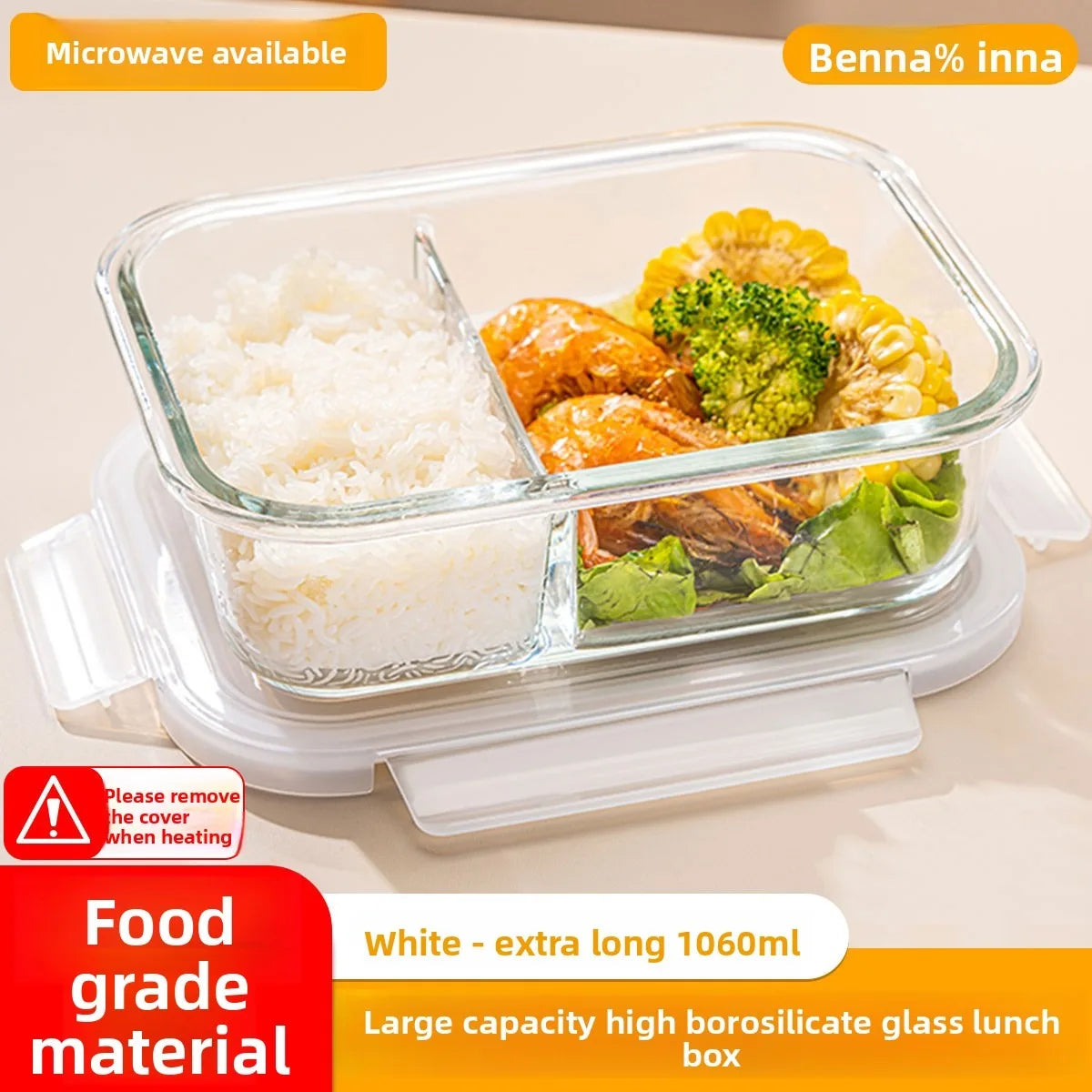 High Borosilicate Glass Lunch Box with Vent Lid,Microwave Safe Leak-Proof Food Storage Container,Multi-Size Options,Easy Clean.