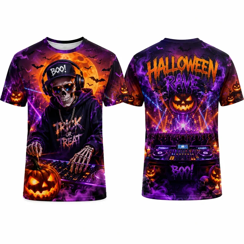 2026 New Halloween Pumpkin King Dark Castle Bat 3D All‑Over Print T‑Shirt 3D Print Short Sleeve Horror Party Tee Tops