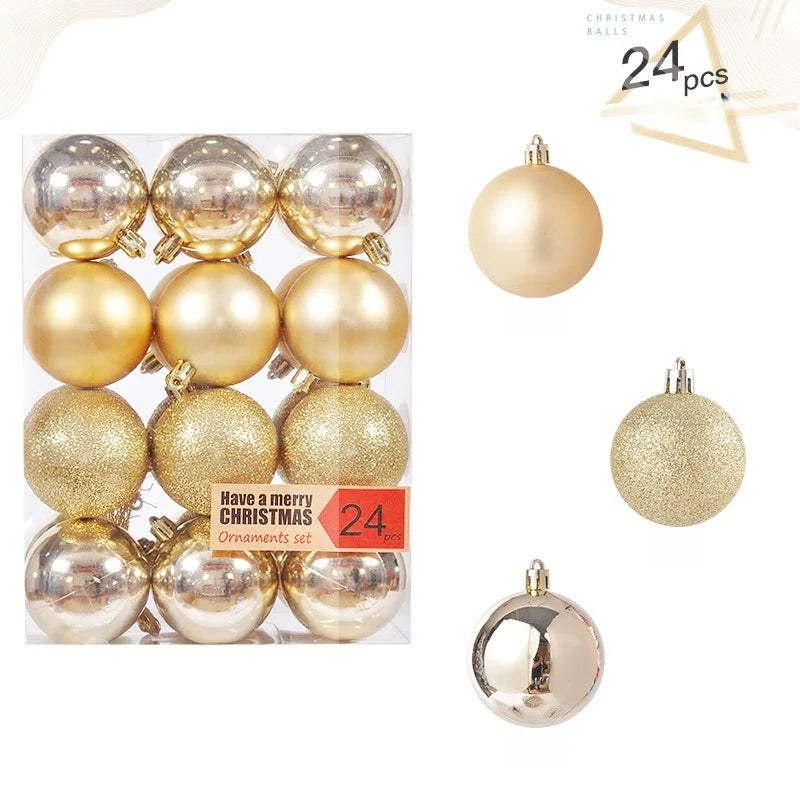 DIY 24PCS 3/4/6CM Christmas Balls Big Ball Christmas Tree Pendant Ornament Party Decor New Year Navidad Christmas Decor Gift