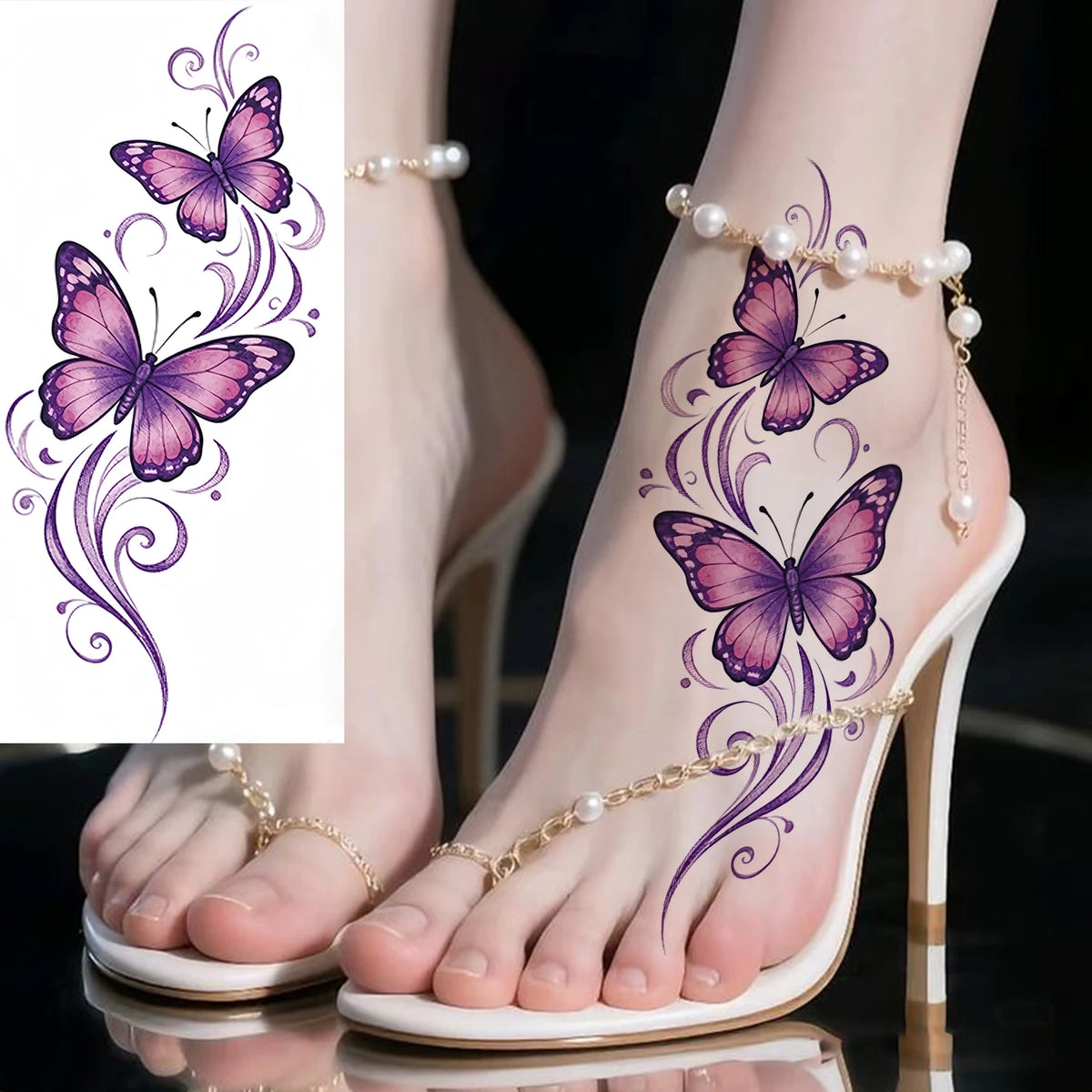 1 Sheet Phoenix Fox Rose Temporary Tattoos For Adult Forearm Ankle, Fake Tattoo Sticker Long Lasting Realistic Waterproof Tatoos