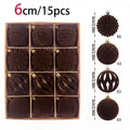 6CM Christmas Balls Set 15PCS Soft Velvet Flocked Ball Ornaments 4 Shapes Christmas Tree Decorations Home Gift Holiday Decor