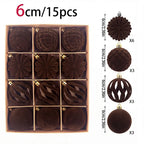 6CM Christmas Balls Set 15PCS Soft Velvet Flocked Ball Ornaments 4 Shapes Christmas Tree Decorations Home Gift Holiday Decor