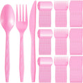 30 Pieces Graduation Light Pink Plastic Silverware Heavy Duty Plastic Cutlery Set Heavyweight Disposable Flatware Includes Spoons Forks Knifes for Birthday Party Prom Night Wedding Dinner