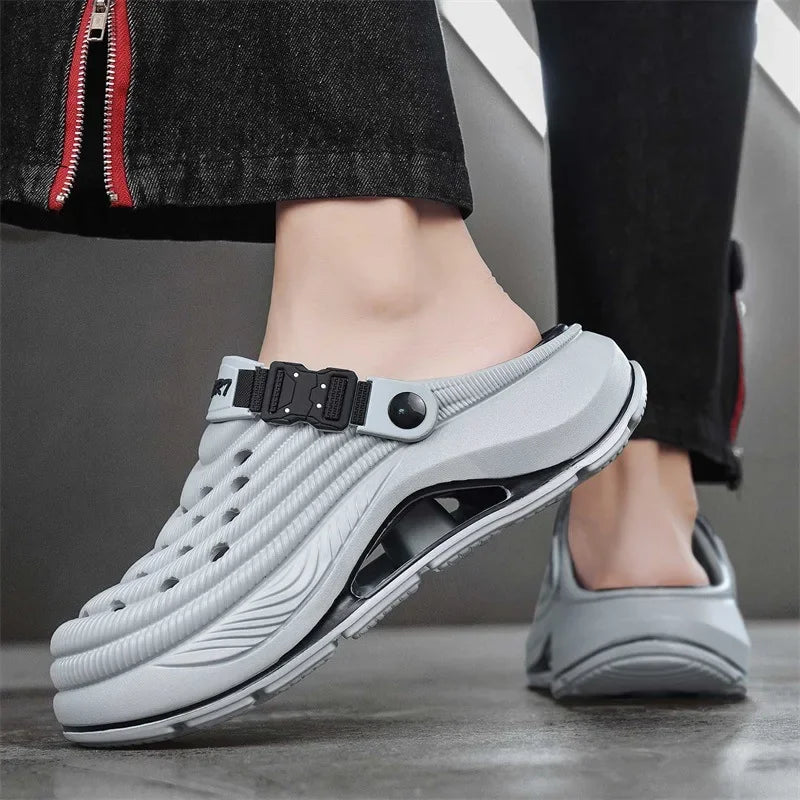 Luxurious Summer Men's Sandals Outdoor Wearable Slippers Thick Bottom Hole Design Anti-Slip Comfortable EVA Material Leisure Sho