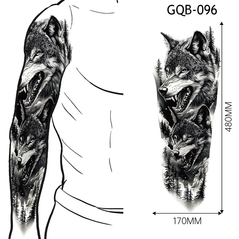 1 PC Temporary Fake Tattoo Colorful Water Transfer Stickers Waterproof Fake Tattoo Lasting Full Leg Arm Decor Body Art Paster