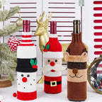 Christmas Fun Wine Bottle Set Santa Claus Snowman Woven Wine Bottle Accessories Christmas Party Cosplay Decoration New Year Gift