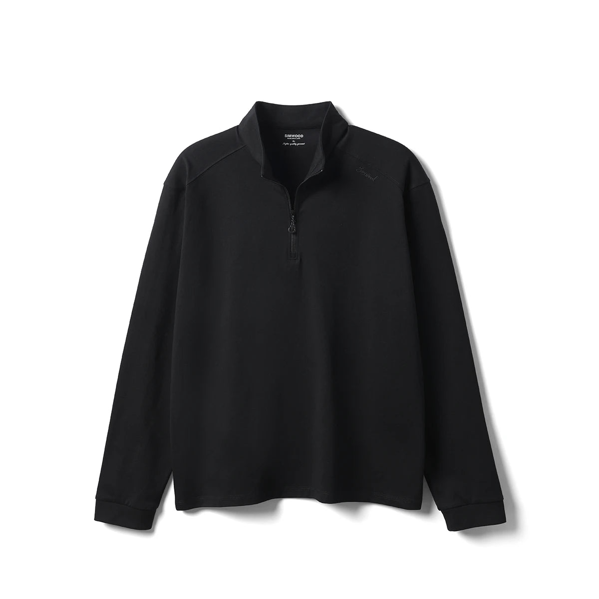 SIMWOOD 2026 Spring New Regular Fit 230gsm Breathable Sorona Fabric Long Sleeve T-shirts Men Half-zip Basic Tops