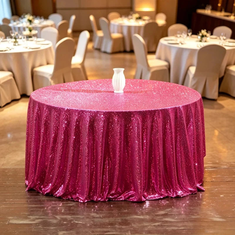Shiny Sequin Round Tablecloth Sparkly Fabric Table Cover Wedding Banquet Party Decor Multi Round Sizes Available