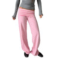 Women Summer y2k Vintage Striped Print Wide Leg Yoga Pants Fold Over Low Waist Casual Slim Loungewear Pants Trousers Streetwear