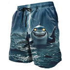 3D Printed Cool Fish Shark Short Pants For Men Parrot Leaf Pattern Swim Trunks Casual Swim Beach Shorts Sports Surf Board Shorts