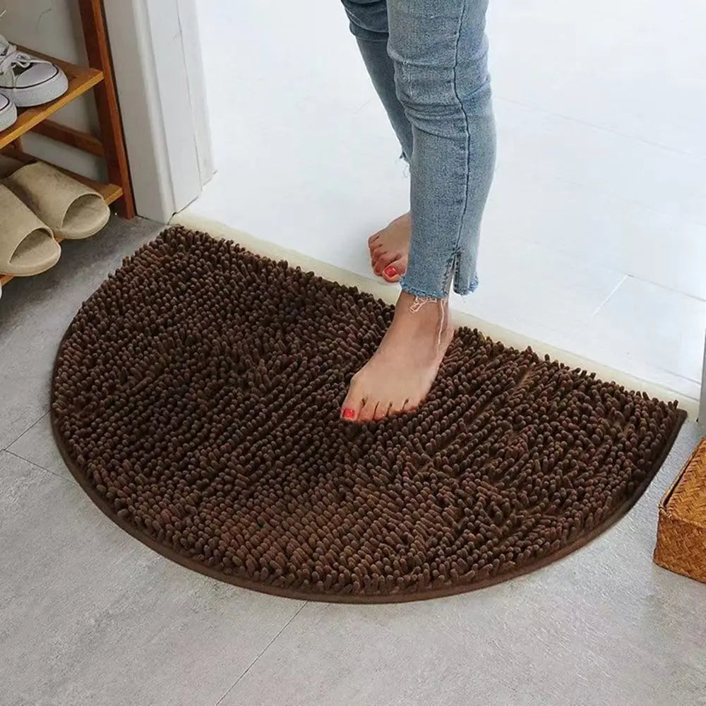 Semicircular Pet Mat Non Slip Water Absorbent Chenille Bath Mat Floor Carpet Shower Rug