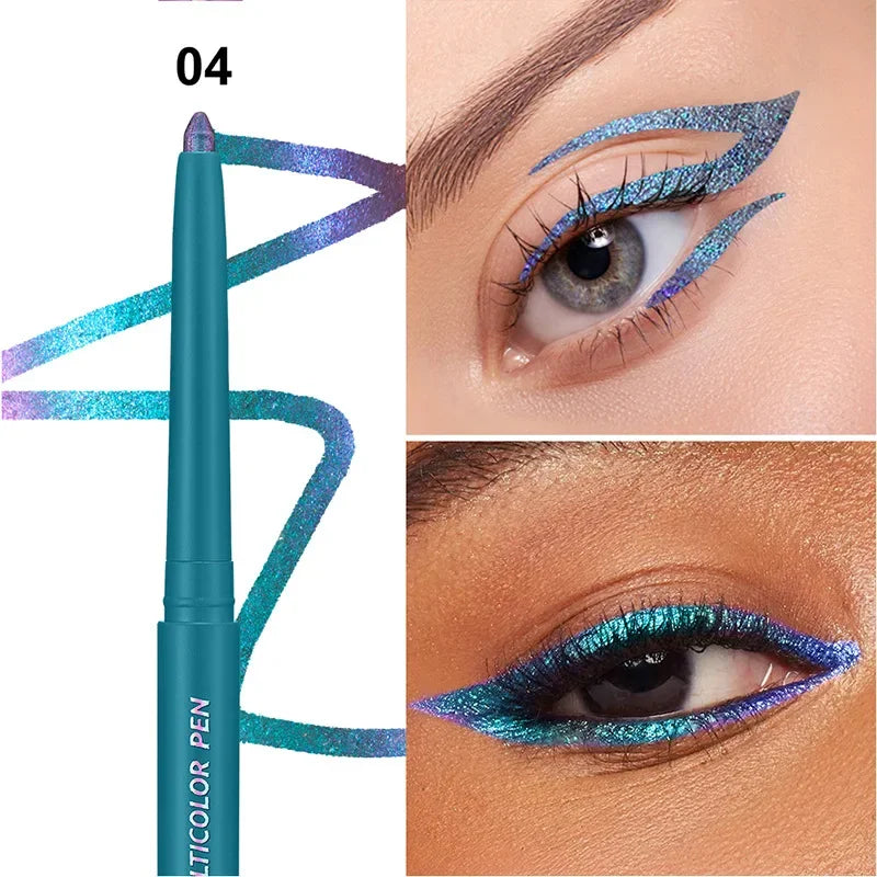 Pearlescent Aurora Purple Eyeliner Pen Chameleon Metallic Eye Liner Shiny Eyeshadow Lying Silkworm Green Blue Makeup Pigment