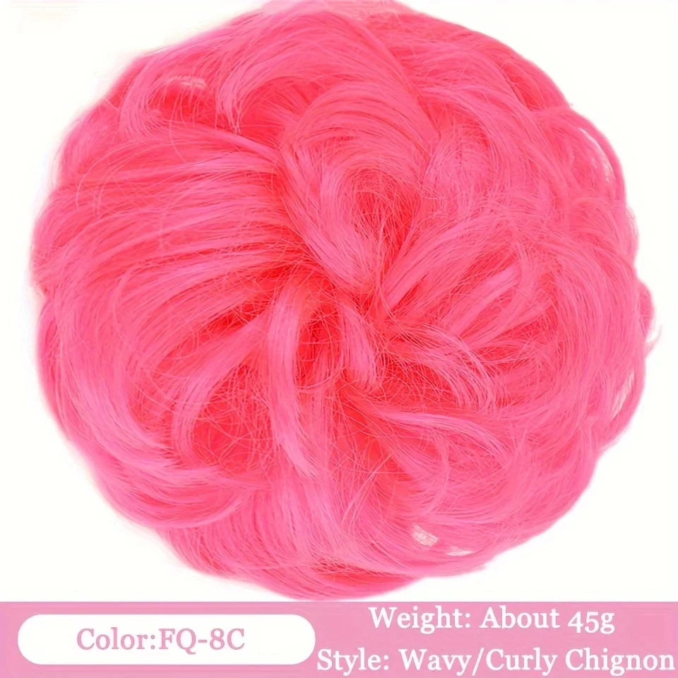 OLACA Synthetic Hair Bun Bands Blonde Black Messy Curly Chignon Donut Updo Scrunchies Fake Hair Pieces For Women Hair Extensions