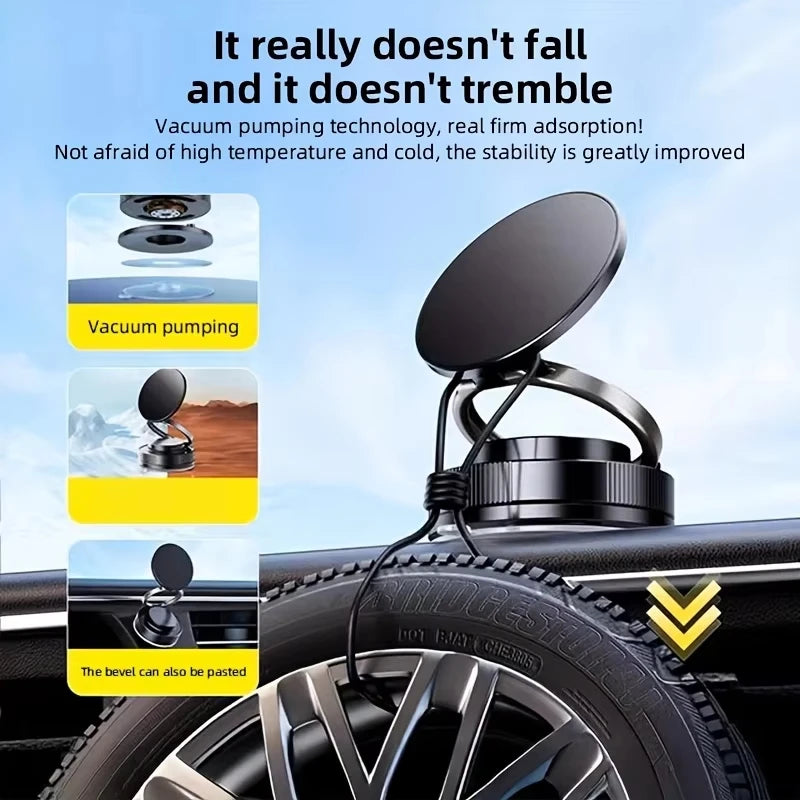 Newest 360 Degree Rotating Magnetic Mobile Phone Holder Vacuum Suction Cup Strong Magnetic Adsorption Car Phone Stand