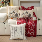 Christmas Cartoon House Embroidered Throw Pillowcase Universal Multi-Size Cushion Cover 30x50cm 45x45cm for Multi-Room Decor