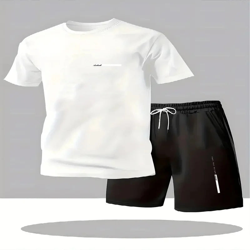 Men's sportswear 2-piece set short sleeved 3D shirt shorts set men's running suit T-shirt men's summer T-shirt