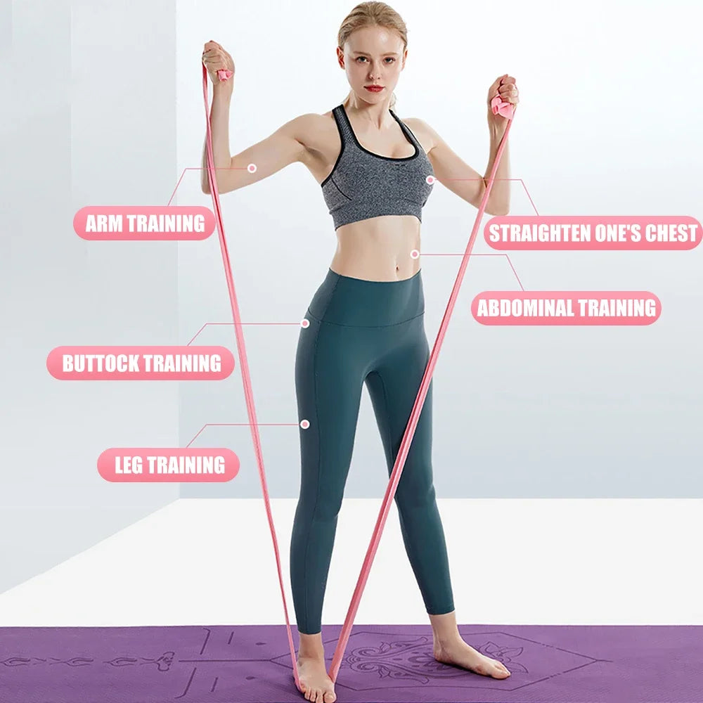 200cm Yoga Pilates Stretch Resistance Band For Gym Fitness Exercise Elastic Rubber Training Band