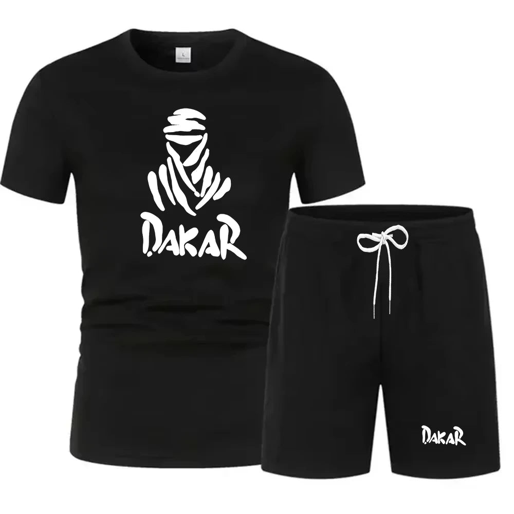 Men's 2026 A Two-piece Summer Men's Fashion Casual T-shirt and Fitness Sportswear Set Is Suitable for Round-colored Youth Styles