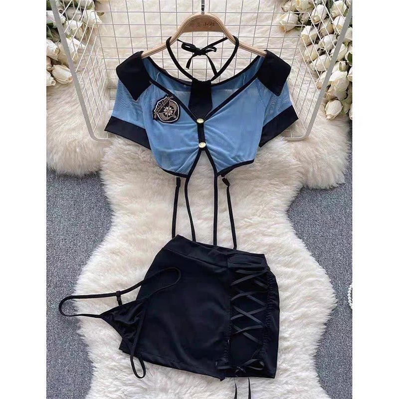 Valentine Party Sleepwear Combination Catsuits Slim Intimate Erotic Mesh Strappy Rompers Women Bodysuits Lingerie Sexy Sets