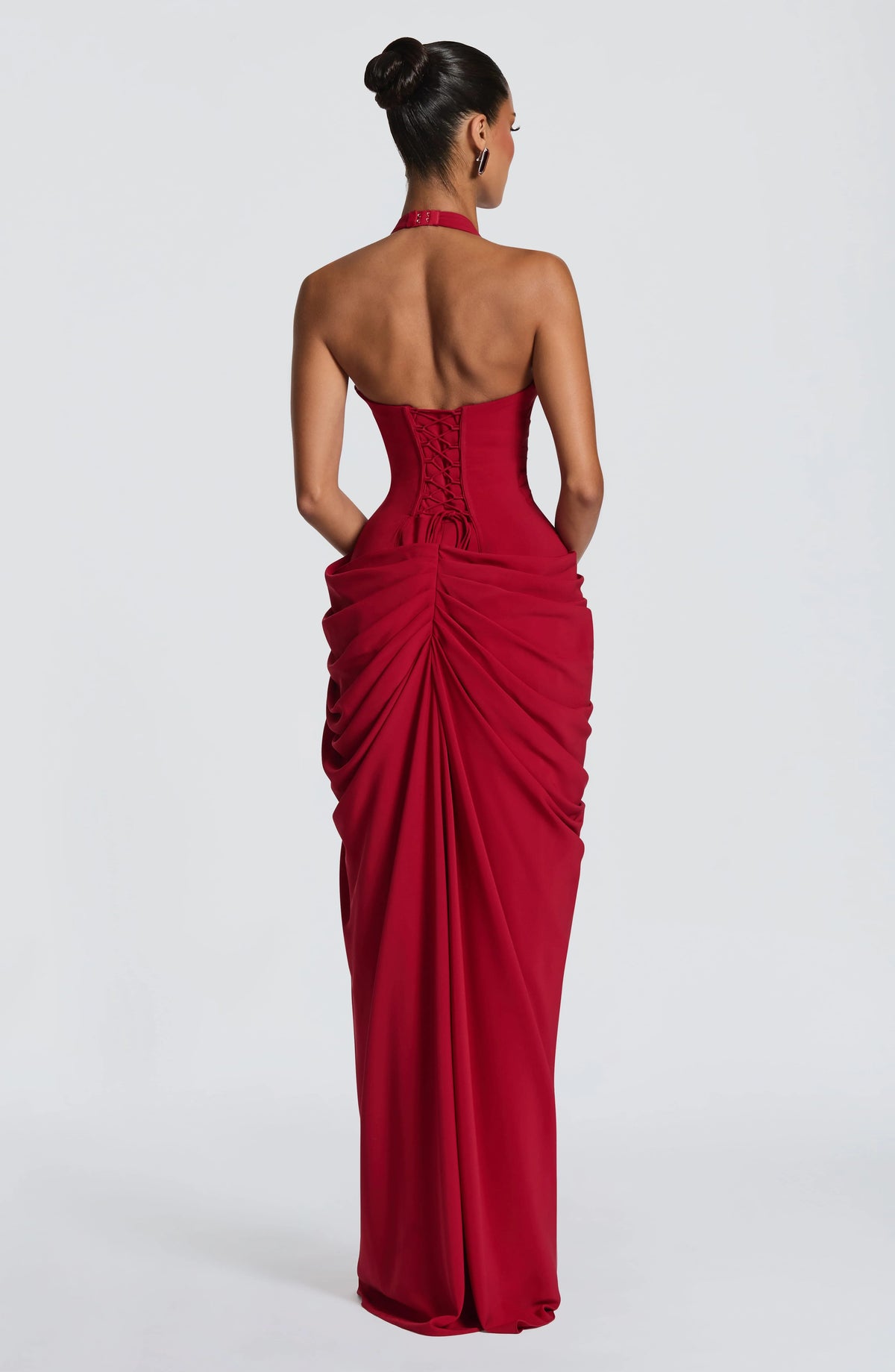 Women Halter Neck Backless Dresses High Slit Folds Sexy Evening Dress Floor Length Adult PROM Vestidos