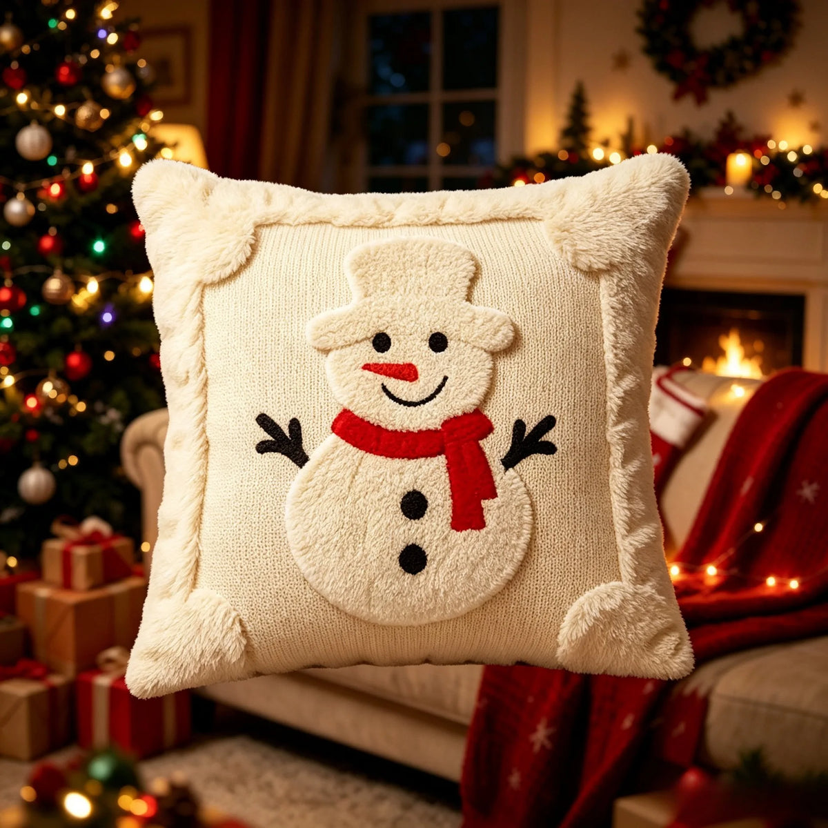 Christmas Throw Pillow Covers Decorative Plush Santa And Snowman Pillowcases, Suitable for Sofa Bed, Living Room Home Decor
