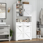 78" Tall Tilt-Out Double Doors Laundry Cabinet Hamper w Hidden Laundry Hamper,Large Pull Out Laundry Room Storage Cabinets,