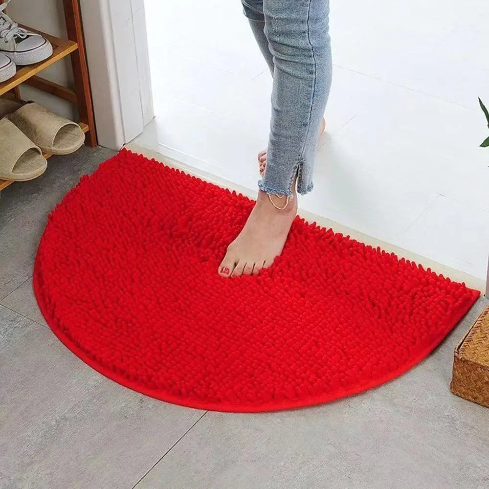 Semicircular Pet Mat Non Slip Water Absorbent Chenille Bath Mat Floor Carpet Shower Rug