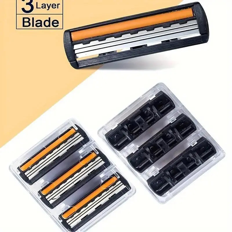 Metal Handle Manual Profession Face Care Beard 3-Layers Blade Safety Raze And Shaving Razor Stand Shaver Base For Man