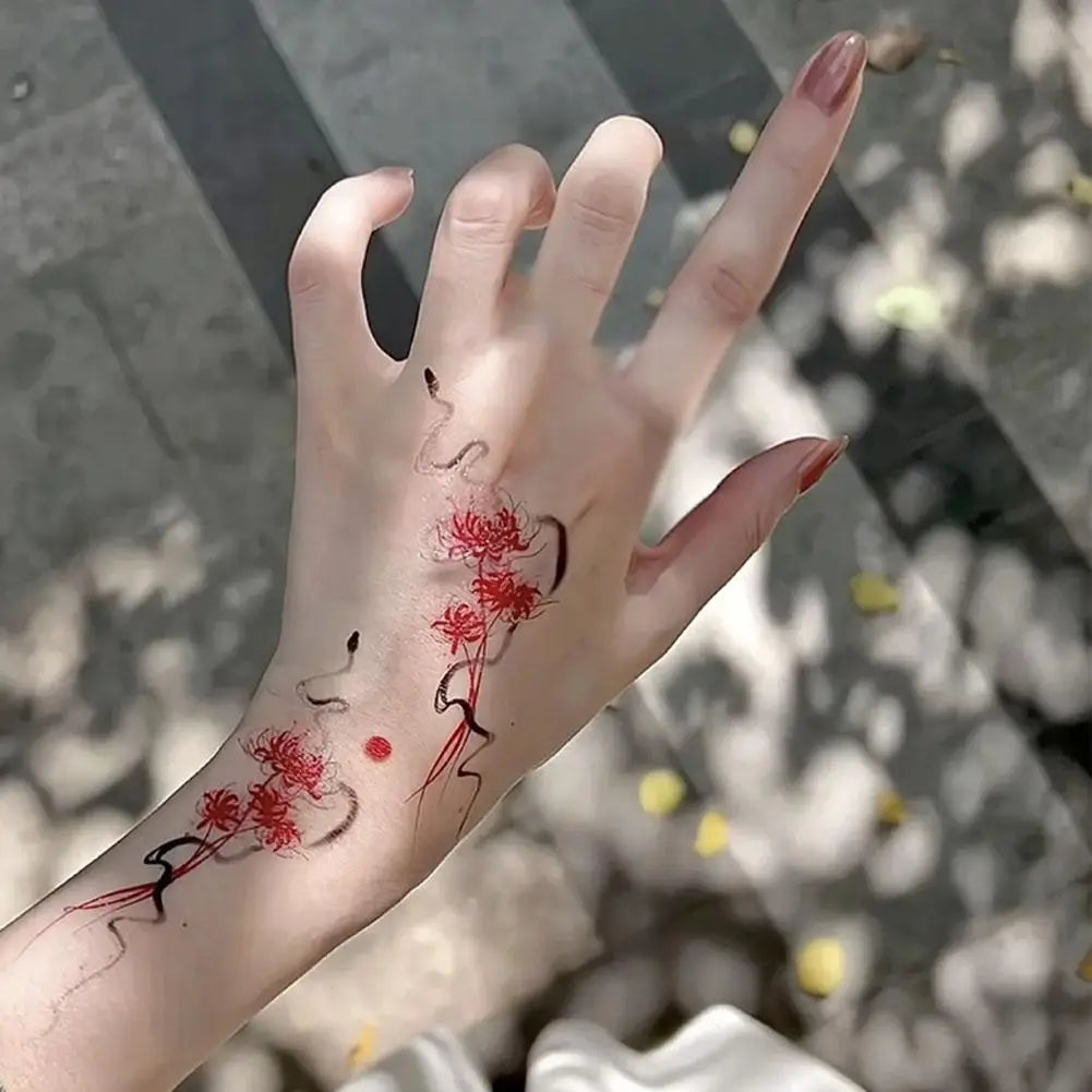 Sexy Flower Arm Temporary Tattoo Sticker Beauty Blue Rose Plum Bossom  Body Leg Waterproof Tatoo Fashion Totem