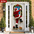 Santa Claus Christmas door curtain banner, door frame decoration, vibrant outdoor holiday decorations, Christmas ornaments