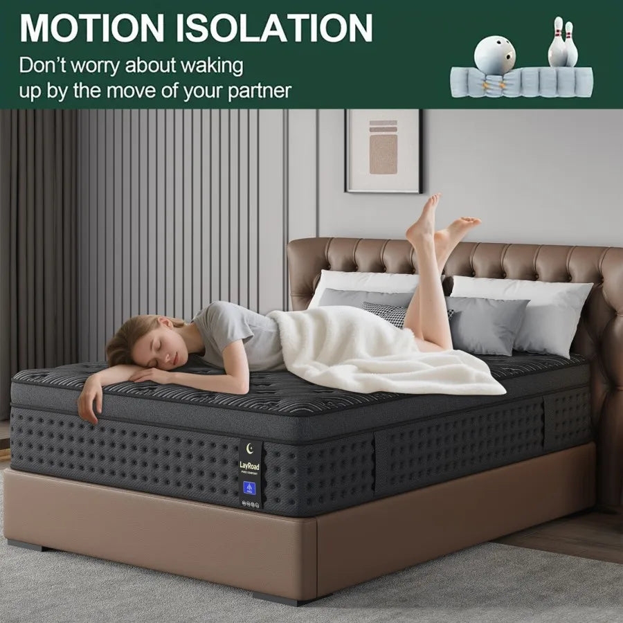 12/14inch Memory Foam Hybrid Mattress With Pocket Springs, Twin, Full, Queen, King, Sizes In A Box, Medium Firm, Mattresses For Support Comfort, Fiberglass-Free Suitable For Home Bedrooms, Hotels And Halls Of Residence