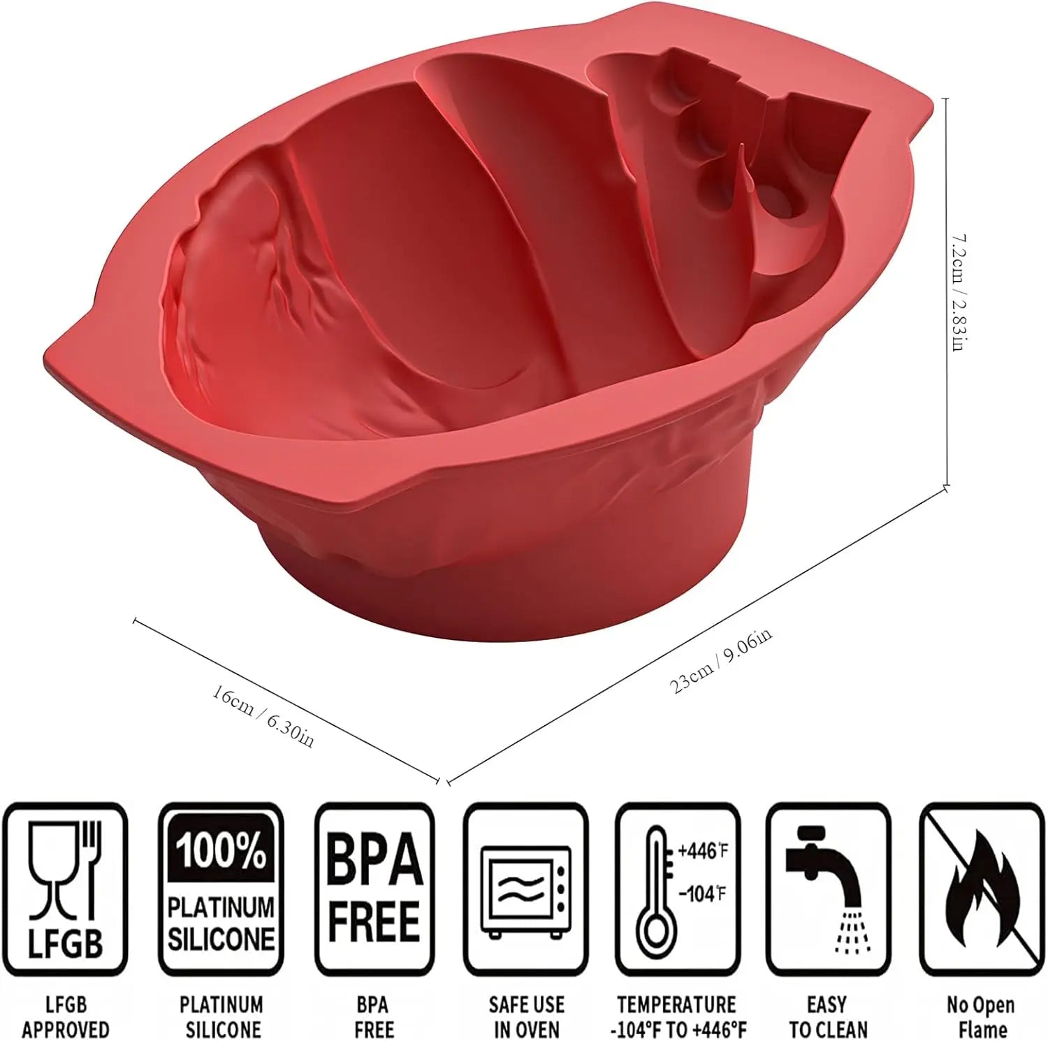 Heart Silicone Mold - 3D Realistic Heart Jelly Mold with Support Base for Cakes, Breakable Chocolate, Jelly, Pudding