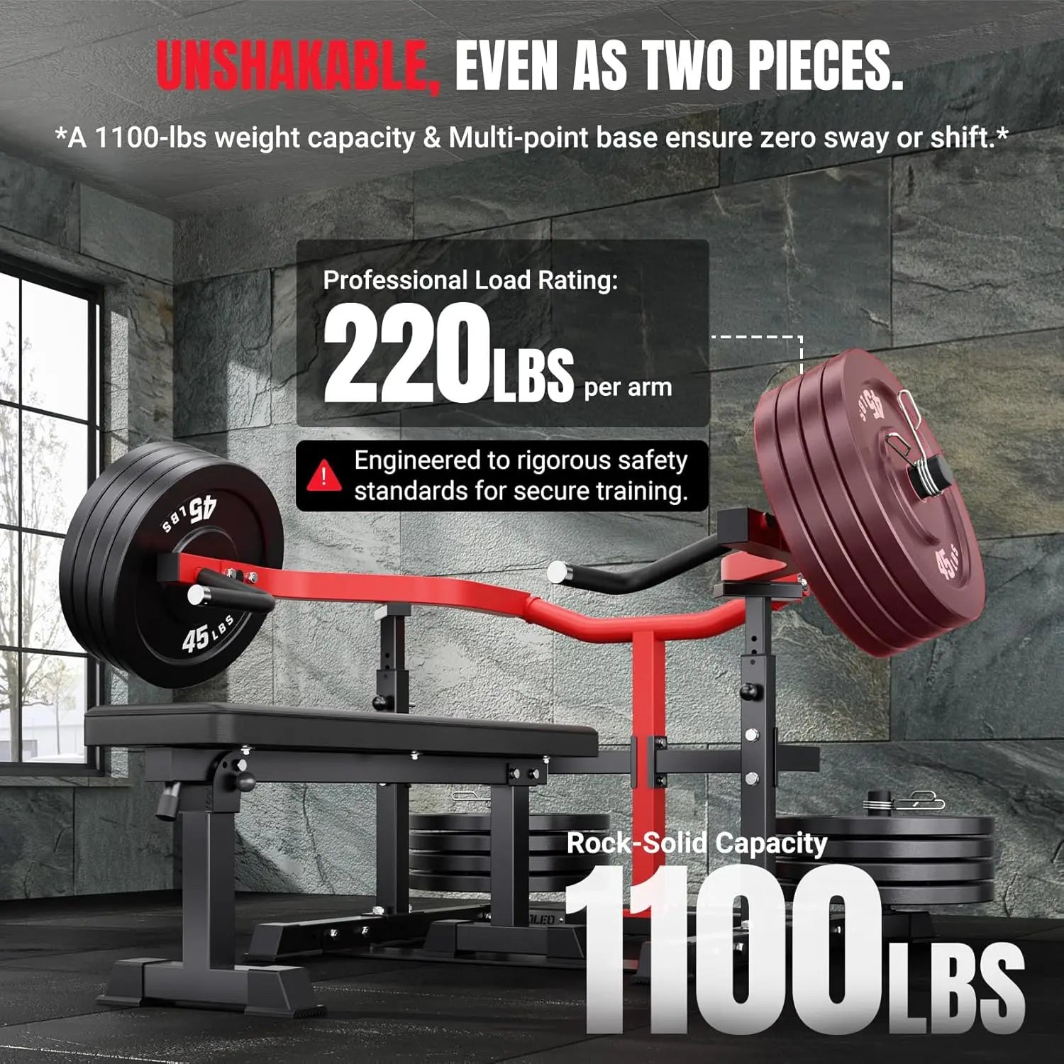 Chest Press Machine, 1100LBS Bench Press Machine with Separate Press Station & Adjustable Weight Bench, Independent, Customized