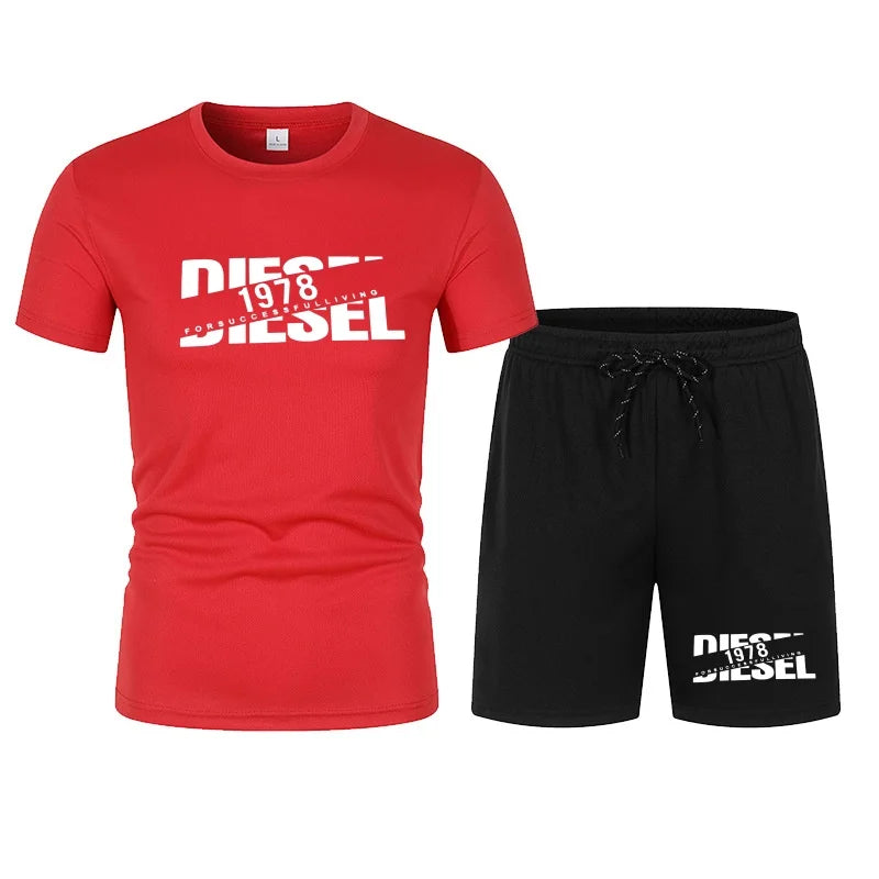 Men's two-piece sports suit round neck T-shirt and pants, basketball running sportswear 2026 summer new item