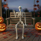 Posable Halloween Human Skeleton Prop Lifelike Skull Bones Scary Decoration for Haunted House Theme Party Cosplay Event Decor