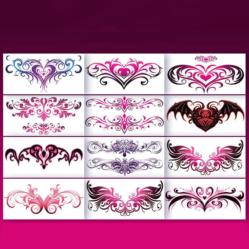 Pink Succubus Totem Tattoo Stickers for Woman Art Temporary Tattoos Set Waterproof Sexy Abdomen Lasting Fake Tattoo Cover Scars