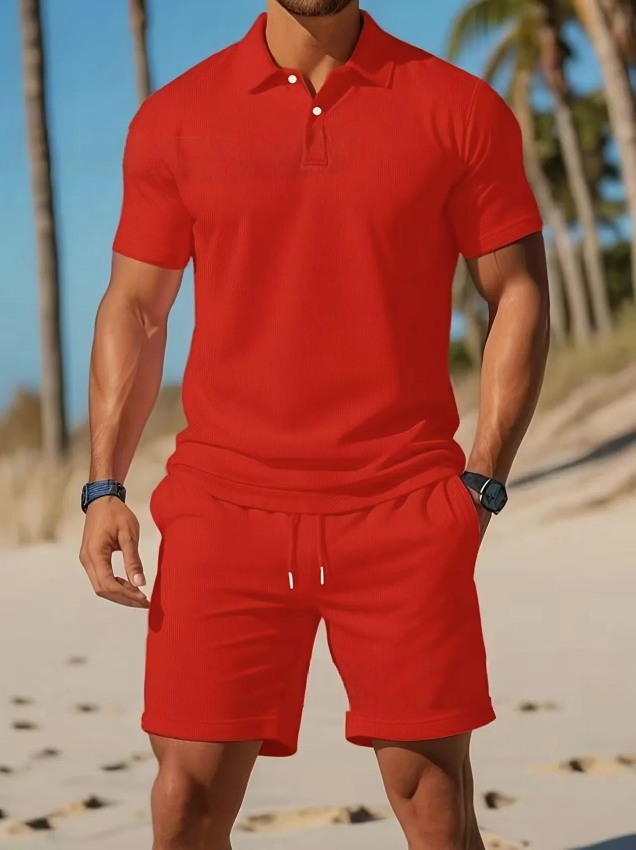 2026 men's short sleeved T-shirt and sports shorts set casual sportswear fashionable summer
