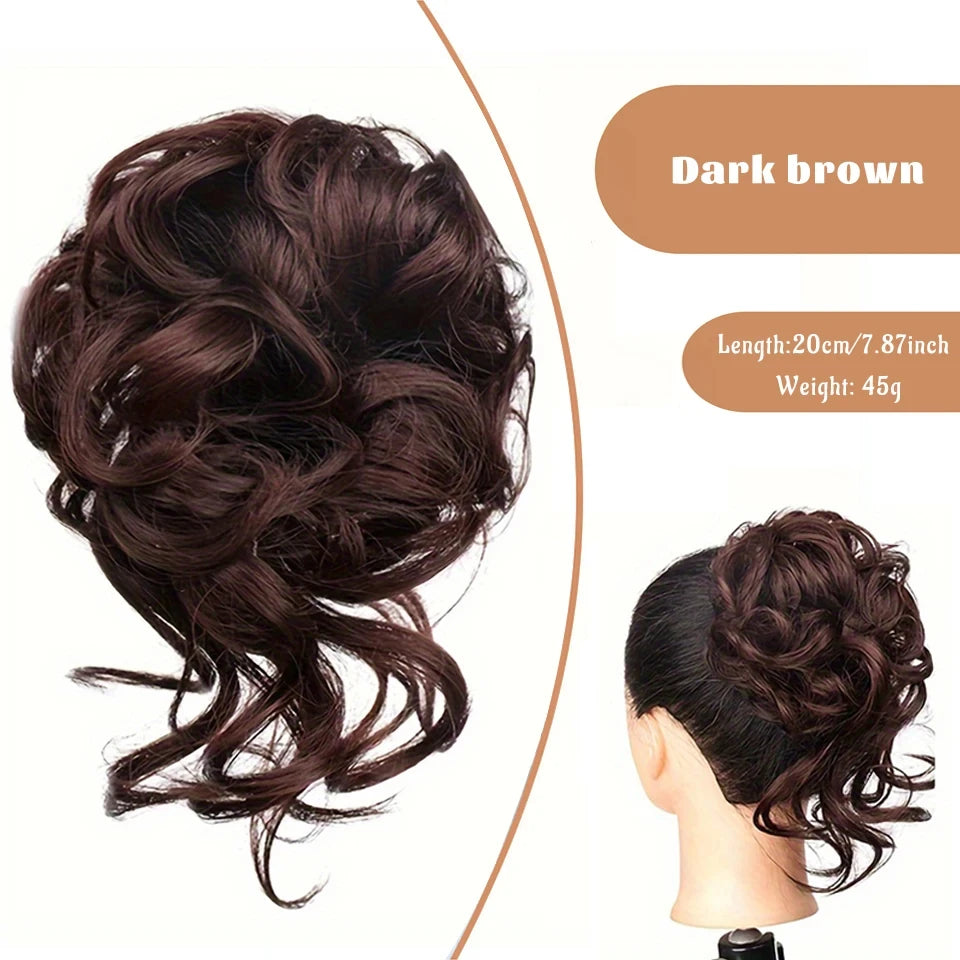 OLACA Synthetic Hair Bun Bands Blonde Black Messy Curly Chignon Donut Updo Scrunchies Fake Hair Pieces For Women Hair Extensions