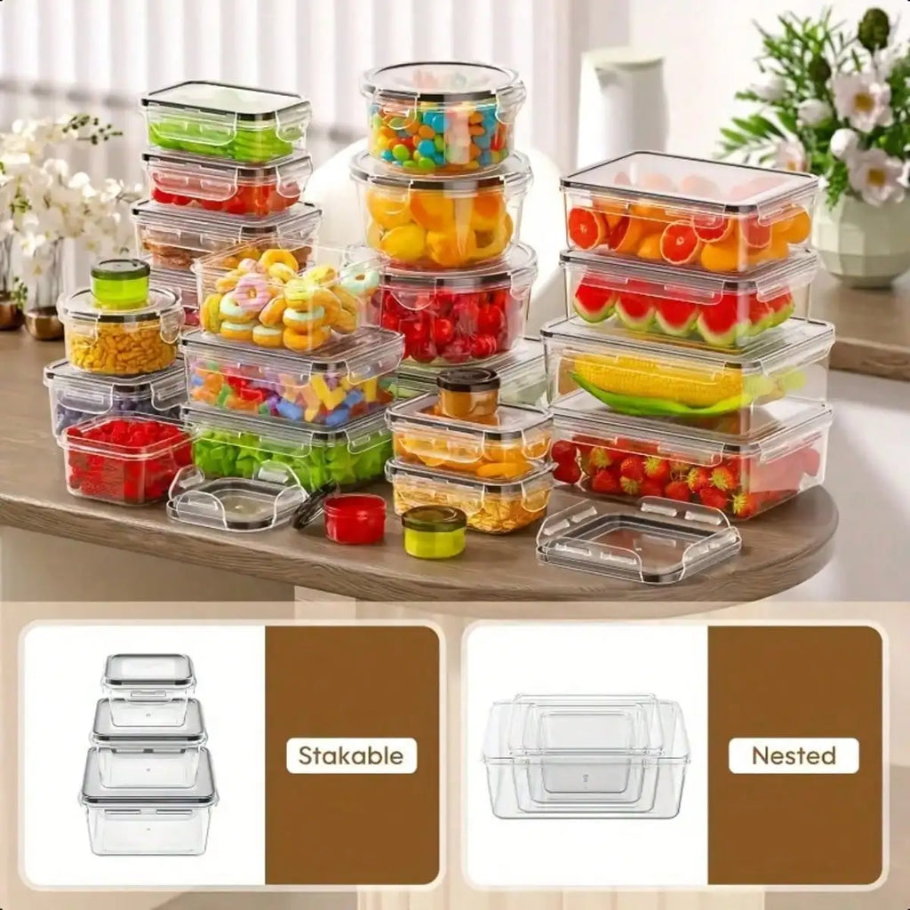 40 Pcs Food Storage Containers With Airtight Lids Modern Clear Plastic Meal Prep Lunch Boxes Leakproof Stackable Container Set For Meal Prep Leftovers Kitchen Pantry Refrigerator Organization Housewarming Gift