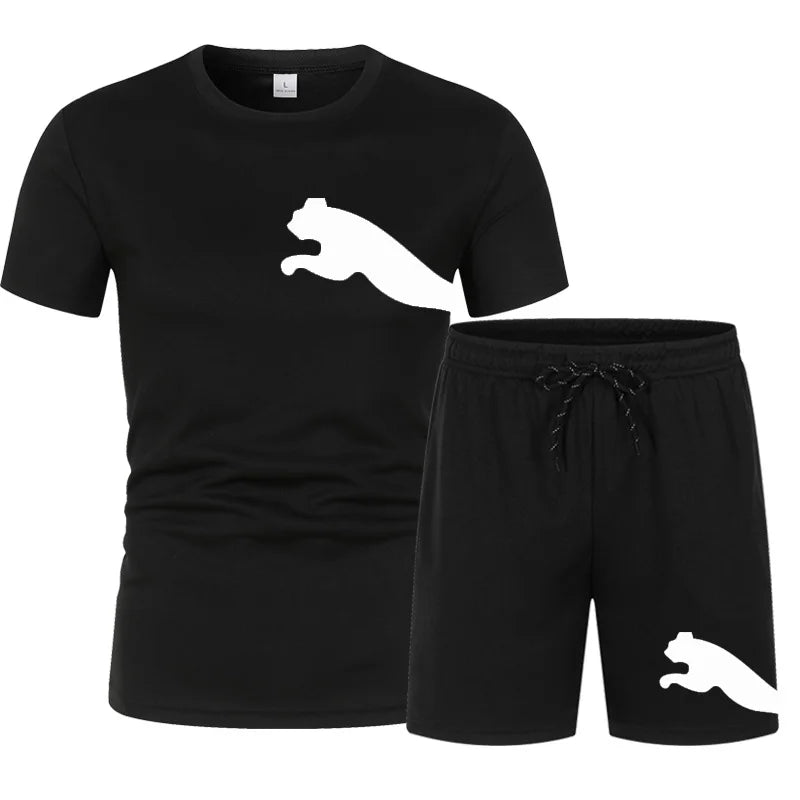 Summer 2026 Trendy Casual Sports Two-Piece Set for Youth Men Short-Sleeved T-Shirt And Shorts Combo Sportswear Set