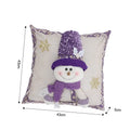 Cute Cartoon Christmas Cushion Cover Purple Sequin Santa Hat Pillowcase 3D Christmas Snowman Santa Claus Reindeer Pillowcase