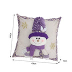 Cute Cartoon Christmas Cushion Cover Purple Sequin Santa Hat Pillowcase 3D Christmas Snowman Santa Claus Reindeer Pillowcase