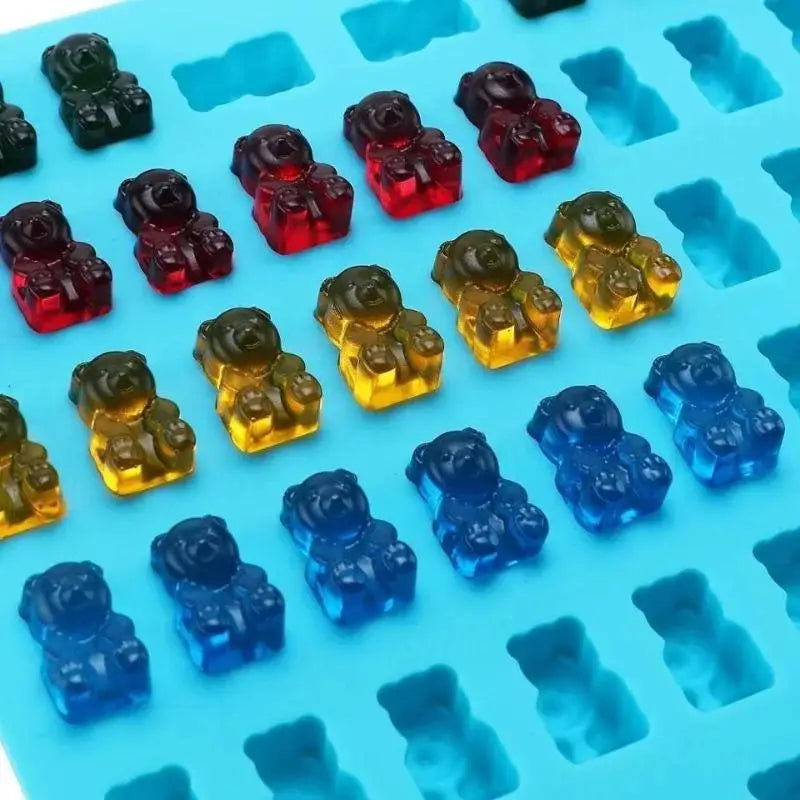 50 Grids Gummy Bear Mold Silicone Cute Bear Jelly Mould with Dropper Candy Chocolate Fondant Moulds DIY Baking Decoration Tools